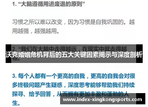 沃克婚姻危机背后的五大关键因素揭示与深度剖析